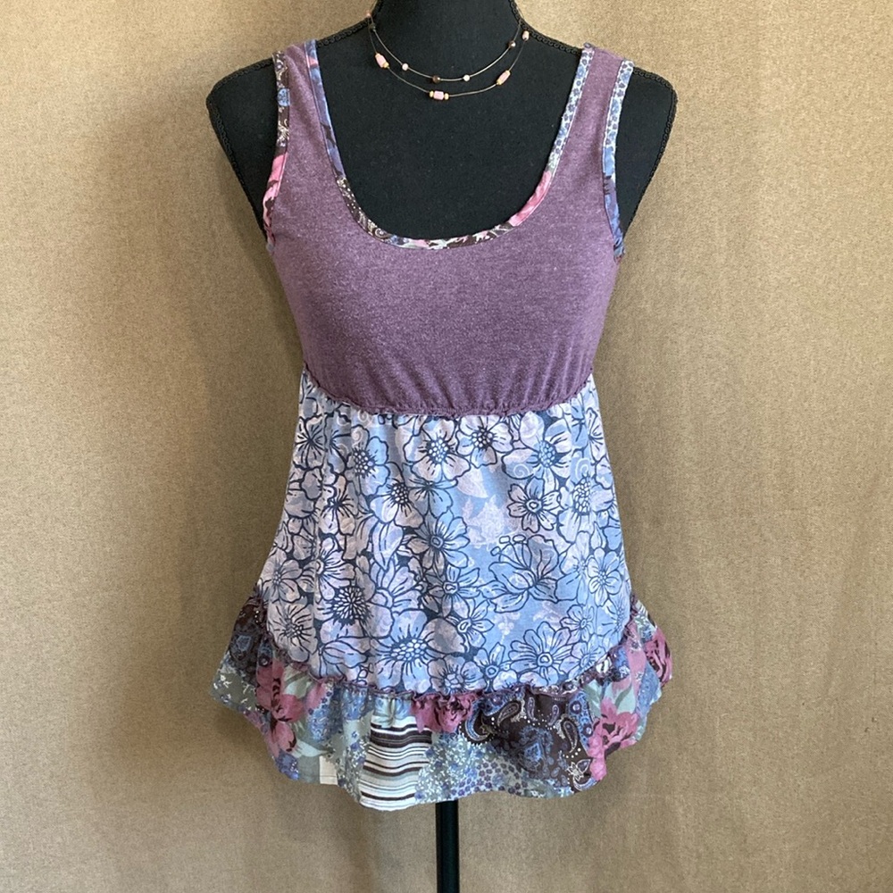 Maurice’s Floral Purple and Blue Women's Tank Top Size M